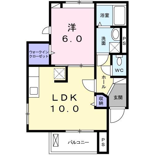 グリシーヌ(1LDK/1階)の間取り写真