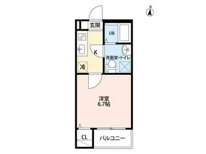 フィローネ高畑(1K/2階)の間取り写真