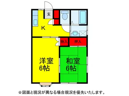 ユミハイツ(2K/1階)の間取り写真