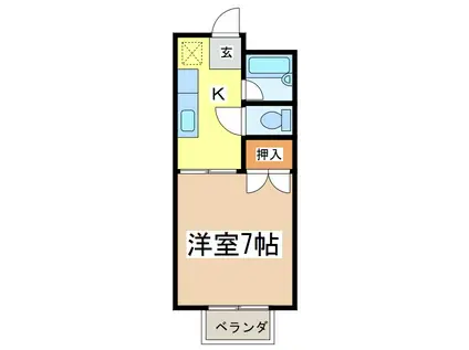 ハイツぽんぽりーす(1K/1階)の間取り写真