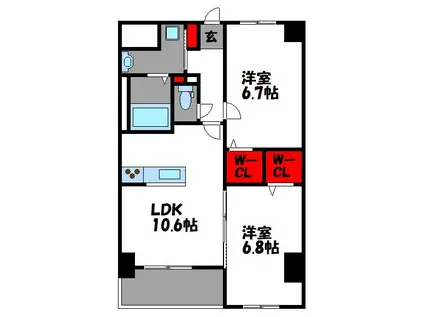 レイ和白(2LDK/2階)の間取り写真