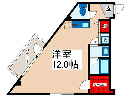 ボヌール浦安(ワンルーム/3階)の間取り写真