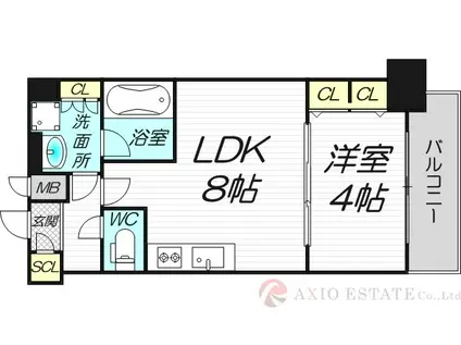 スプランディッドVII(1LDK/8階)の間取り写真
