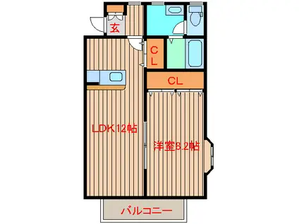 アヴァンセ栗生(1LDK/1階)の間取り写真