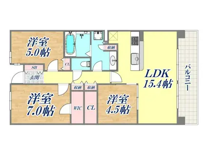 クレヴィアタワー神戸ハーバーランド(3LDK/10階)の間取り写真