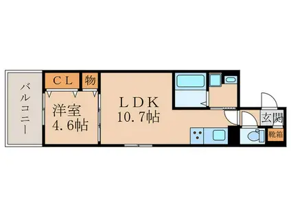 D‐ROOM丹波橋(1LDK/3階)の間取り写真