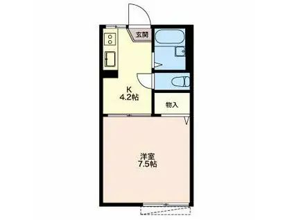 パークヒル生桑B棟(1K/1階)の間取り写真