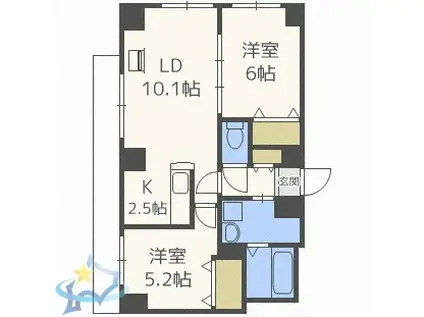ドルチェ山鼻(2LDK/4階)の間取り写真