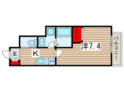 メゾフラットあか葉(1K/1階)の間取り写真
