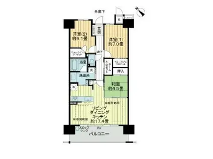 ミリカ・ヒルズ2街区(3LDK/4階)の間取り写真