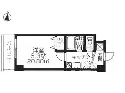 カーサ・ピアチェーレ(1K/3階)の間取り写真