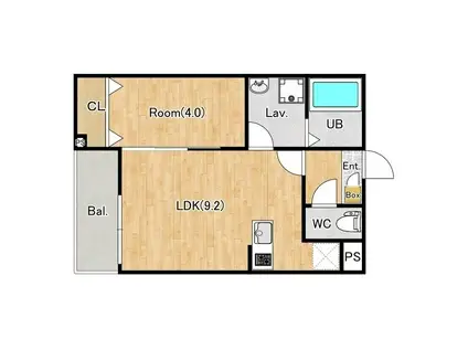 ジーメゾン春日部浜川戸(1LDK/2階)の間取り写真