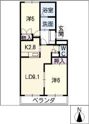 グレイスヴィラ(2LDK/1階)の間取り写真