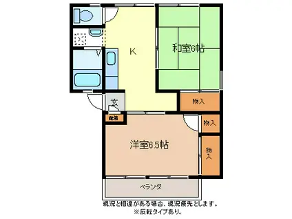 ハイツサンシティーKM(2DK/1階)の間取り写真