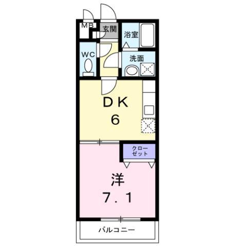 アンプルールリーブルWING(1DK/1階)の間取り写真