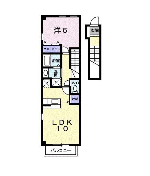 クラベールA(1LDK/2階)の間取り写真