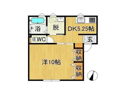 サンアベニュー新寺町(1DK/1階)の間取り写真