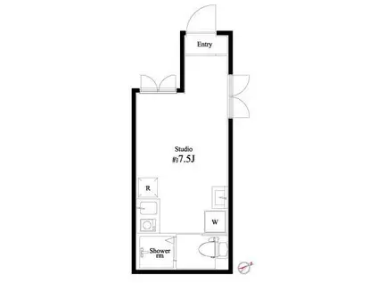VARY`S北千住(ワンルーム/1階)の間取り写真