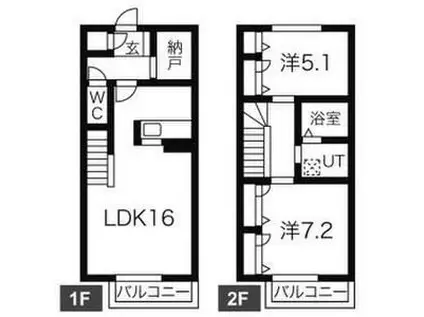 月見坂ハイム(2LDK/1階)の間取り写真