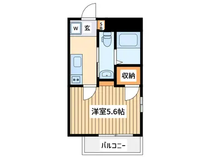 ビーカーサ町田(1K/2階)の間取り写真