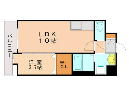 ルッシェ竹下駅前(1LDK/7階)の間取り写真