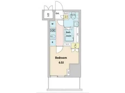 プラウドフラット神楽坂(1K/6階)の間取り写真