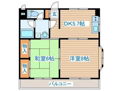サンライズ三神峯(2DK/1階)の間取り写真