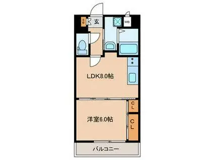 ヒット砂津BLD(1LDK/8階)の間取り写真