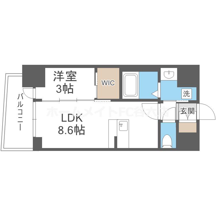 セレニテ江坂グランデ(1LDK/10階)の間取り写真
