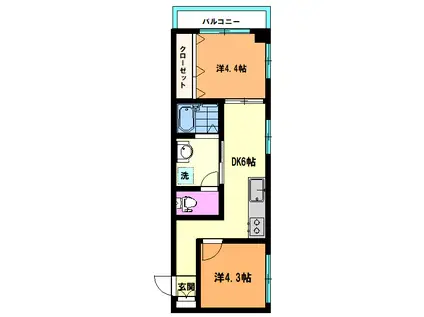 三侑ビル(2DK/3階)の間取り写真