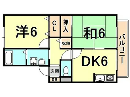 ティエラ甲東園(2DK/2階)の間取り写真