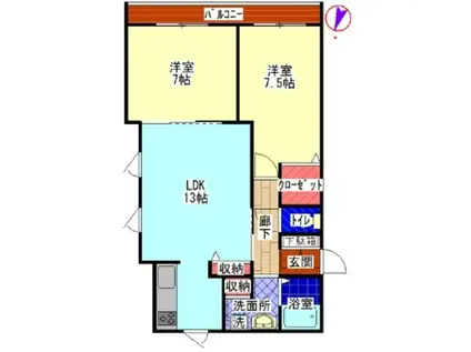 リヴェール中央(2LDK/1階)の間取り写真