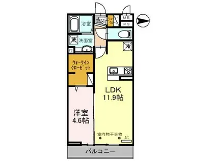 ルピナスV(1LDK/3階)の間取り写真