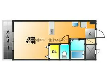 ピュアハウス(ワンルーム/1階)の間取り写真