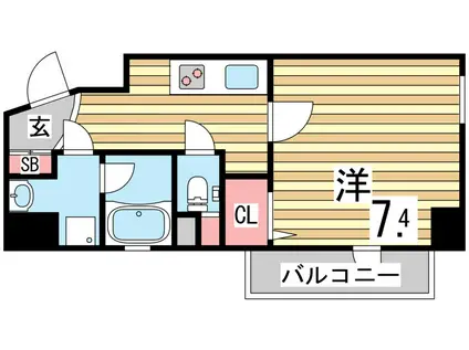 ラ・ウェゾン上沢(1K/2階)の間取り写真