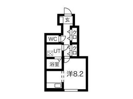 CKクレセント(1K/1階)の間取り写真