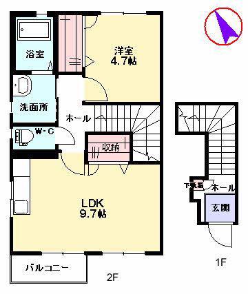 アレッジオK(1LDK/2階)の間取り写真