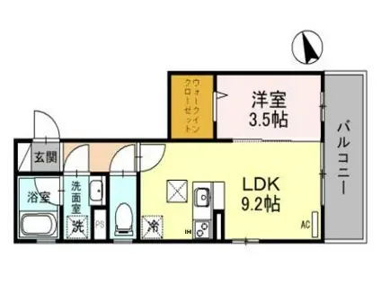 セルファメゾン三田(1LDK/1階)の間取り写真