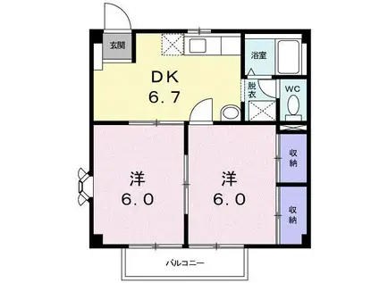 カーム松村(2DK/2階)の間取り写真