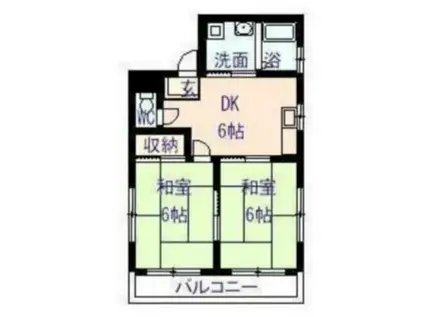 サンシャイン長岡(2DK/2階)の間取り写真