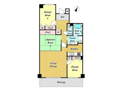 ロイヤル苦楽園(3LDK/1階)の間取り写真