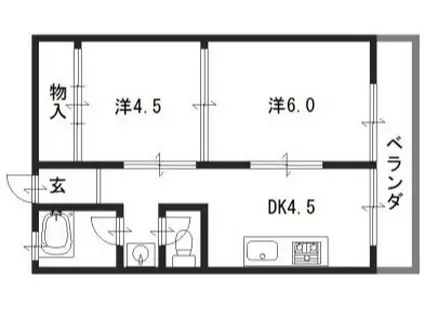 グランディア六甲ストーリア(2DK/5階)の間取り写真