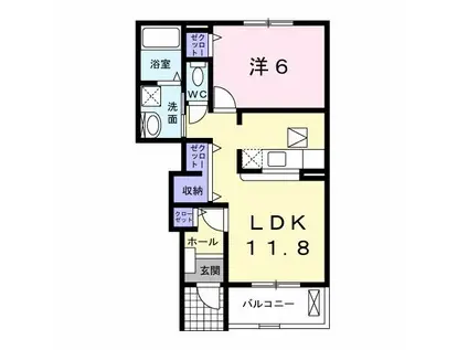  エクスナイズ(1LDK/1階)の間取り写真