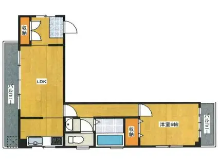 ヴィラメール古角(1LDK/2階)の間取り写真