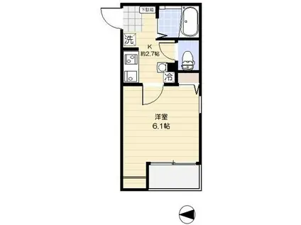 コンフィア目黒本町(1K/2階)の間取り写真