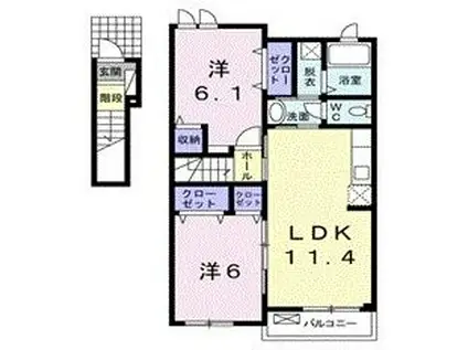 フレーズ・B(2LDK/2階)の間取り写真