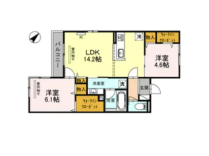 ＪＲ可部線 大町駅(広島) 徒歩8分 3階建 築7年(2LDK/2階)の間取り写真