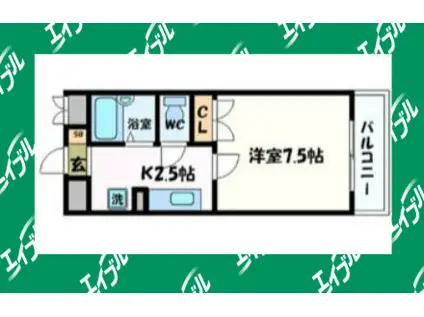 ライフコア那古野(1K/2階)の間取り写真