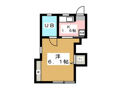 ホワイトハイムB棟(1K/2階)の間取り写真