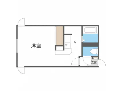 フラット・フォー(1K/2階)の間取り写真